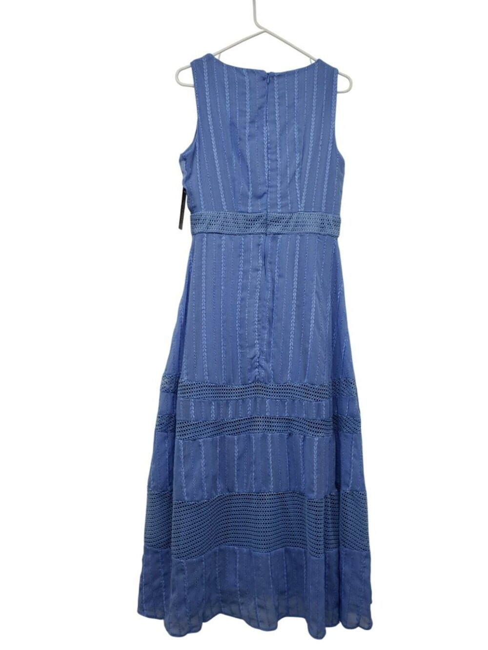 NEW Taylor Cornflower Blue Embroidered Eyelet Sleeveless Midi Dress Modest - Picture 2 of 6